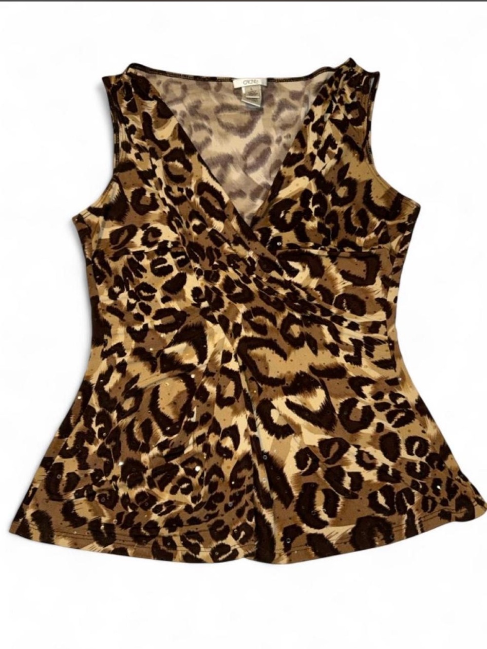 Vintage Caché Sequin Leopard Print Cami Top